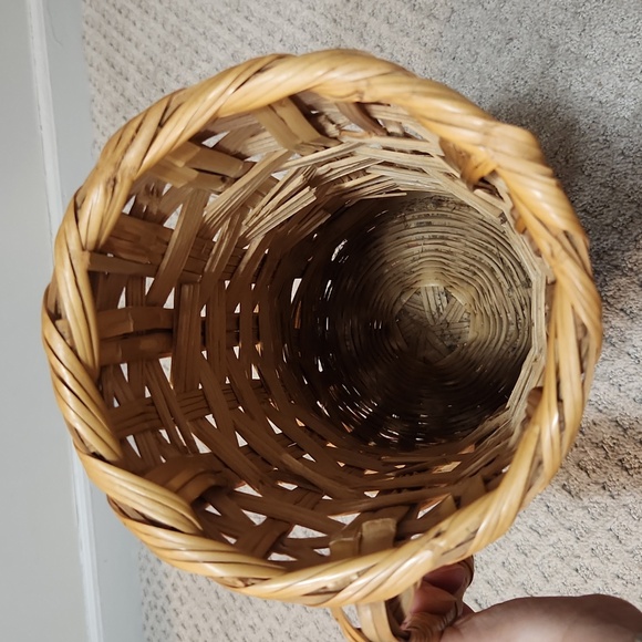 Tall Vintage Woven Wicker Basket Picher Vase With Handle - Natural Brown - Picture 7 of 11